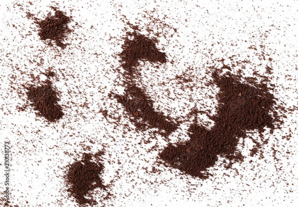 Fototapeta Pile of powdered, instant coffee for espresso isolated on white background, top view