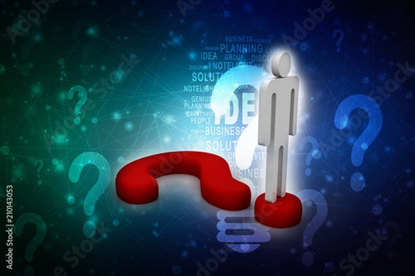 Obraz 3d illustration Question Mark. 3D. 3d small people - complicated question mark