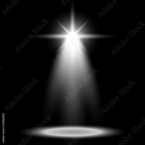 Fototapeta Spotlight glow effect, light beam, white color