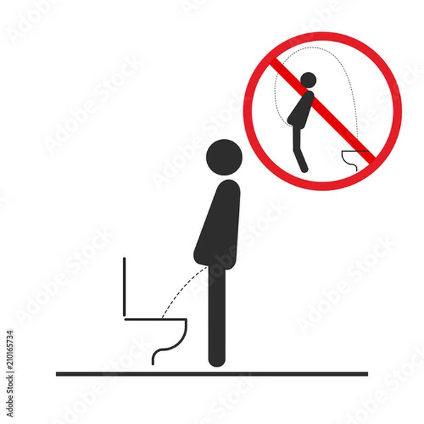 Fototapeta WC Toilet hygiene. Sign and symbol of toilet rules.