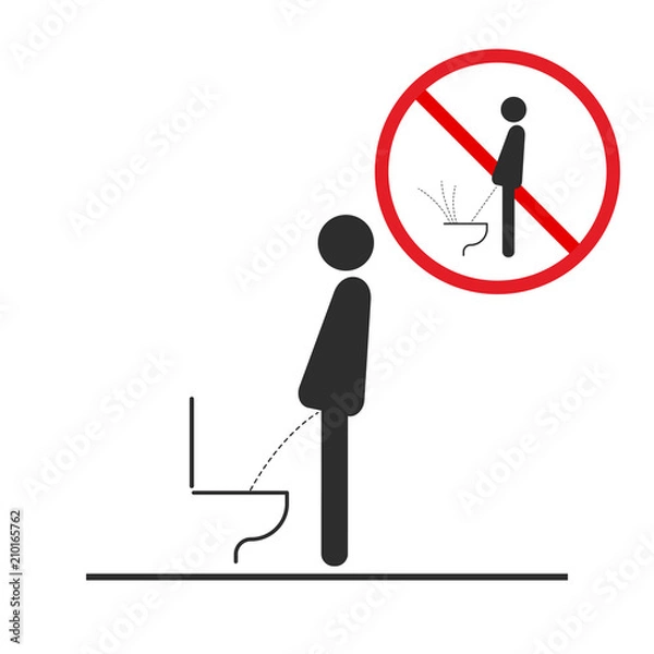 Fototapeta WC Toilet hygiene. Sign and symbol of toilet rules.