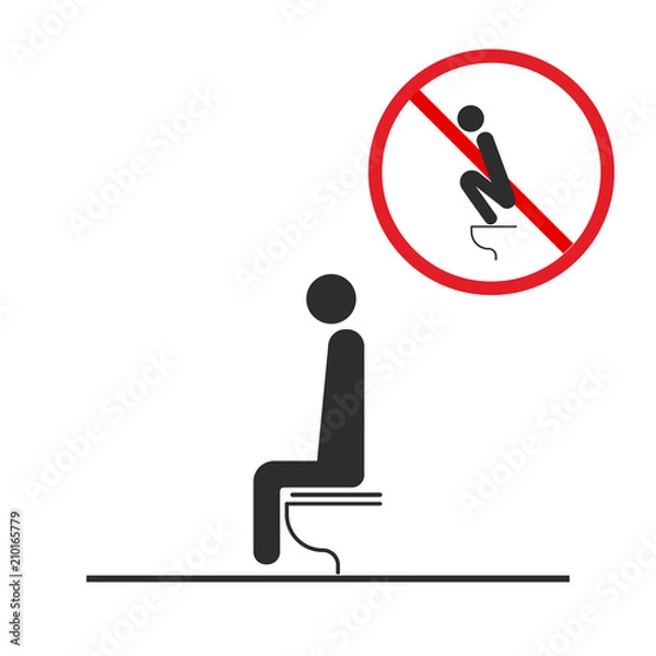Fototapeta WC Toilet hygiene. Sign and symbol of toilet rules.