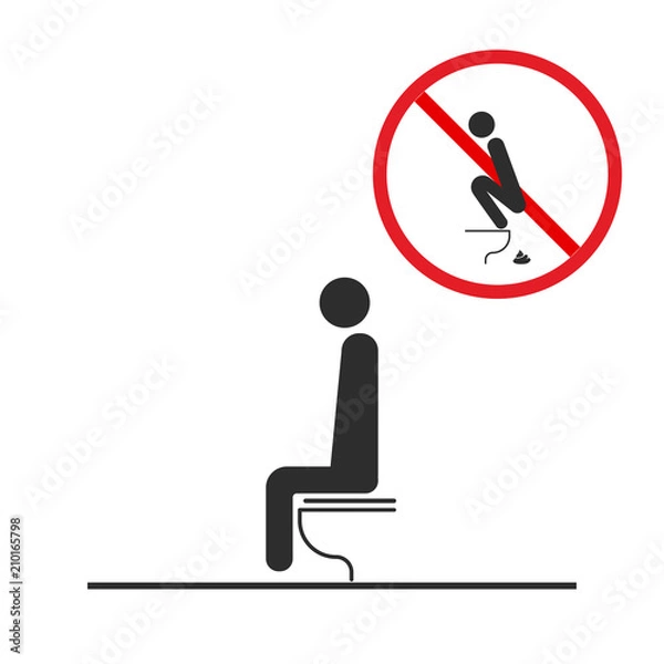 Fototapeta WC Toilet hygiene. Sign and symbol of toilet rules.