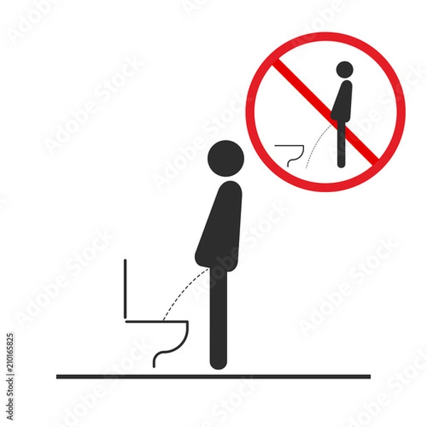 Fototapeta WC Toilet hygiene. Sign and symbol of toilet rules.