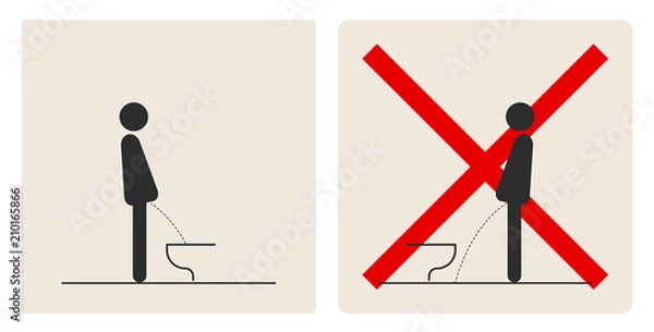 Fototapeta WC Toilet hygiene. Prohibition to do in the toilet.