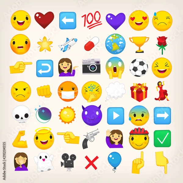 Obraz Collection of graphic emoticons, signs and symbols used in online chats.
