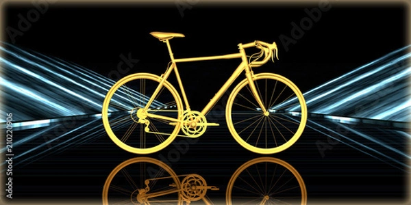 Obraz 3d rendering of a golden object inside a futuristic road