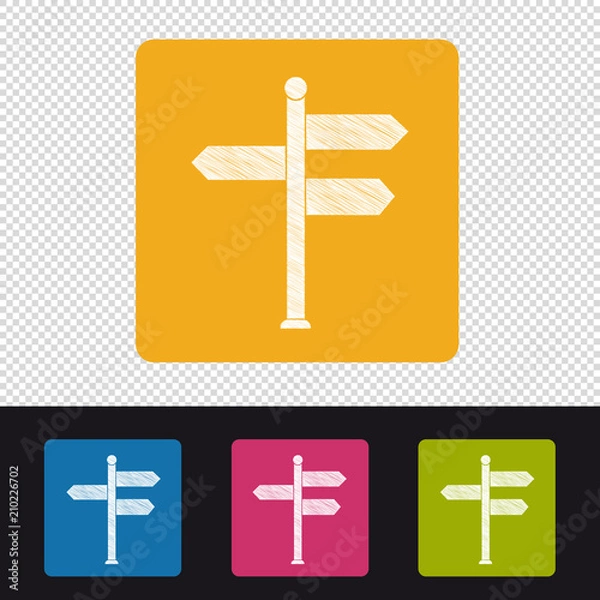 Fototapeta Empty Signpost Icon - Colorful Vector Scribble Illustration - Isolated On Transparent Background