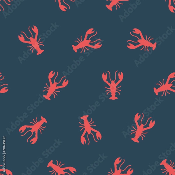 Fototapeta Vector pattern with crayfish