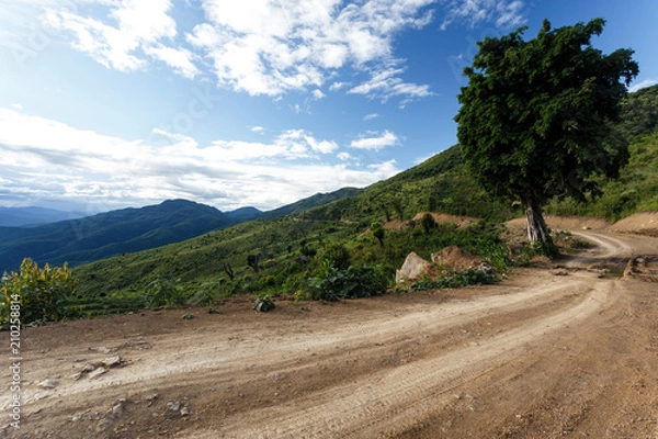 Fototapeta Dirt Road in Chin State, Myanmar