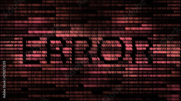 Obraz computer screen display error message. red and black digital binary code. spyware computer problems malicious software and hacker concept. danger of cyber world.