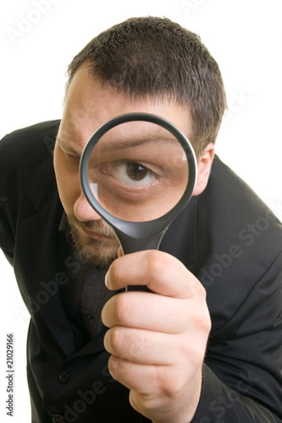 Fototapeta Man with Magnifying Glass