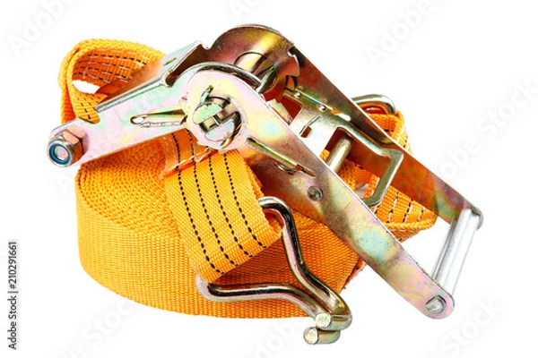 Fototapeta Mechanism for securing cargo ties isolated on white background