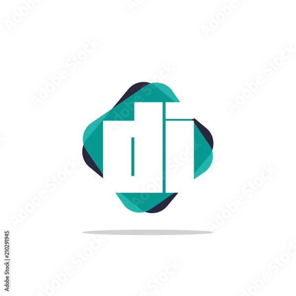 Fototapeta Initial Letter DI Logo Template Design