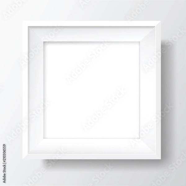 Obraz Square Blank white frame on white wall. Vector template