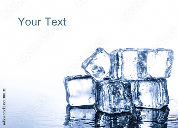 Fototapeta Ice cubes group on white background with clipping path