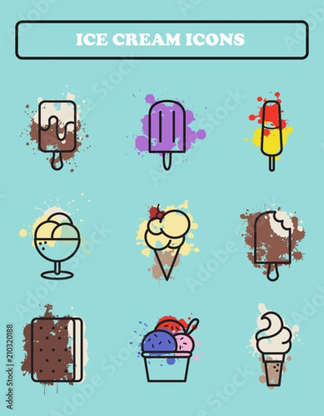 Obraz Ice cream icons set.