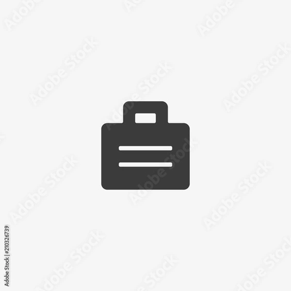 Fototapeta Briefcase icon. Black on white background. Flat design style.