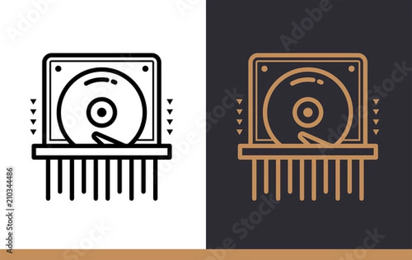 Obraz Unique linear icon of Data destruction. Cloud computing and internet technology icon. Suitable for presentation, mobile apps, website, interfaces and print