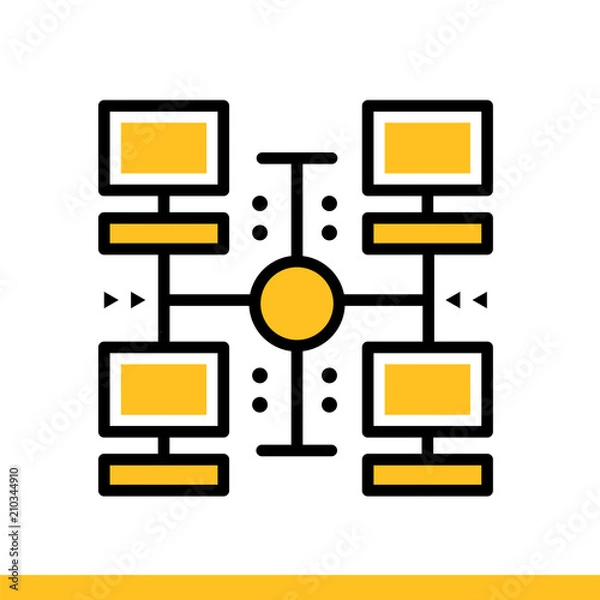 Obraz Linear icon Network architecture. Data computing and internet technology icon. Suitable for print, website and presentation