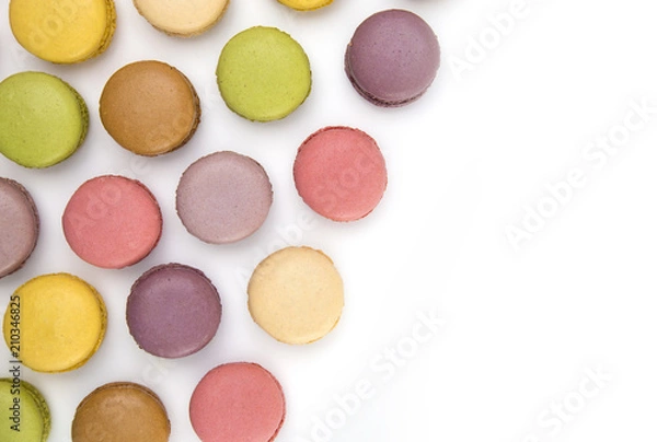 Obraz A Variety of French Macarons Flavors on a White Background