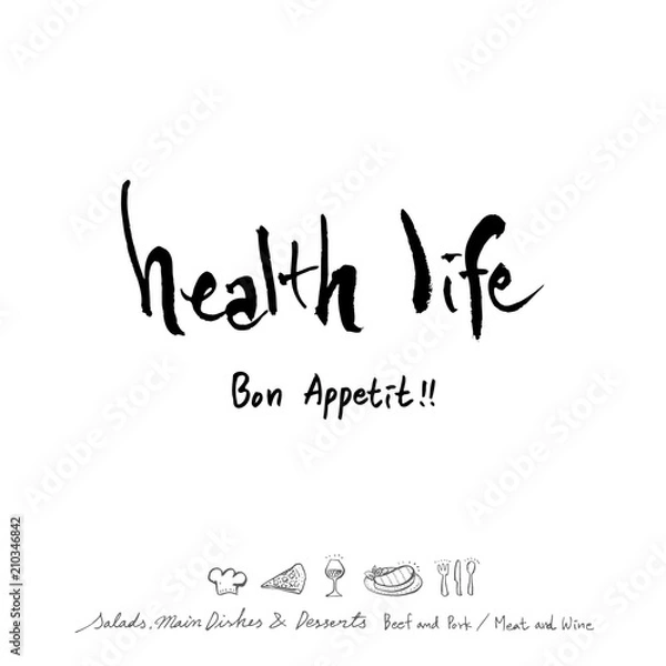 Fototapeta 음식점 포스터 / 손으로 그린 식당 그림