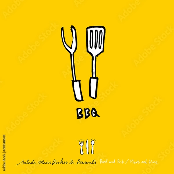 Fototapeta 음식점 포스터 / 손으로 그린 식당 그림