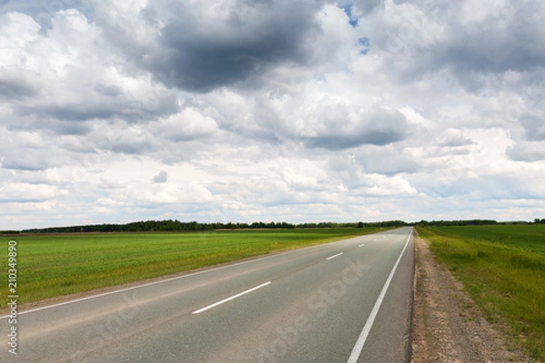 Fototapeta asphalting of highway without cars summer