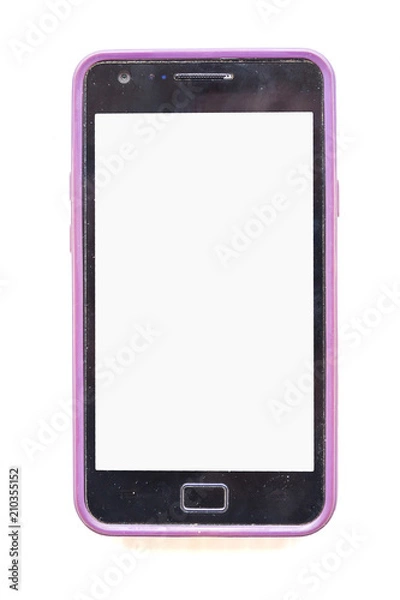 Obraz Front view of old smartphone isolated on white background