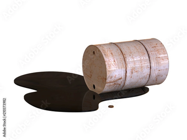 Obraz The old barrel is lying on its side. 3D illustration.