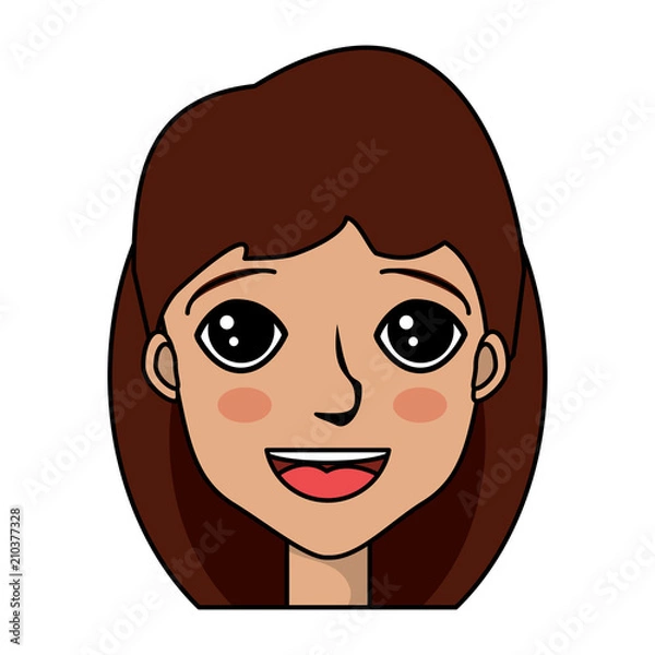 Obraz cartoon happy woman icon over white background, vector illustration