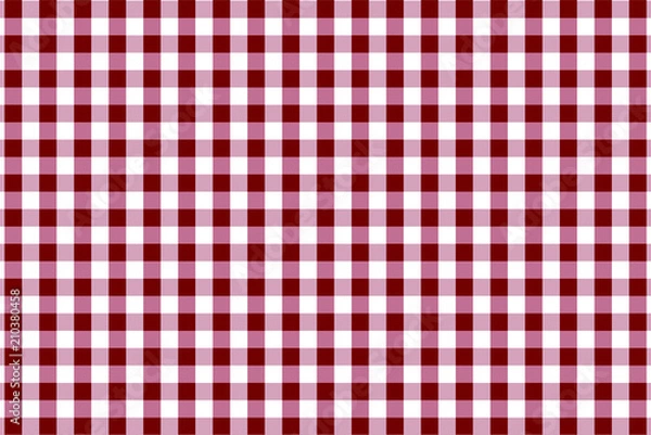 Fototapeta Maroon Gingham pattern. Texture from rhombus/squares for - plaid, tablecloths, clothes, shirts, dresses, paper, bedding, blankets, quilts and other textile products. Vector illustration.