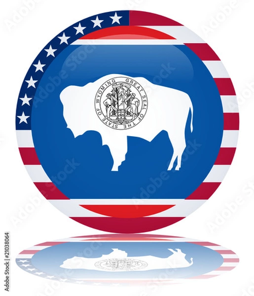 Obraz Wyoming State Round Flag Button (USA America Vector Web)