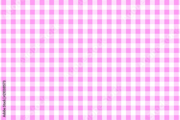 Fototapeta Pink Gingham pattern. Texture from rhombus/squares for - plaid, tablecloths, clothes, shirts, dresses, paper, bedding, blankets, quilts and other textile products. Vector illustration.