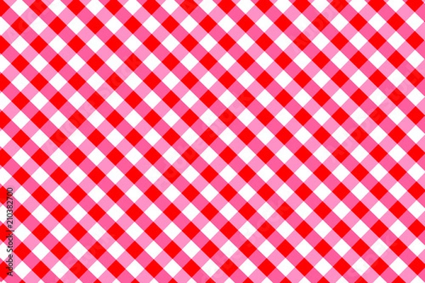 Fototapeta Red Gingham pattern. Texture from rhombus/squares for - plaid, tablecloths, clothes, shirts, dresses, paper, bedding, blankets, quilts and other textile products. Vector illustration.