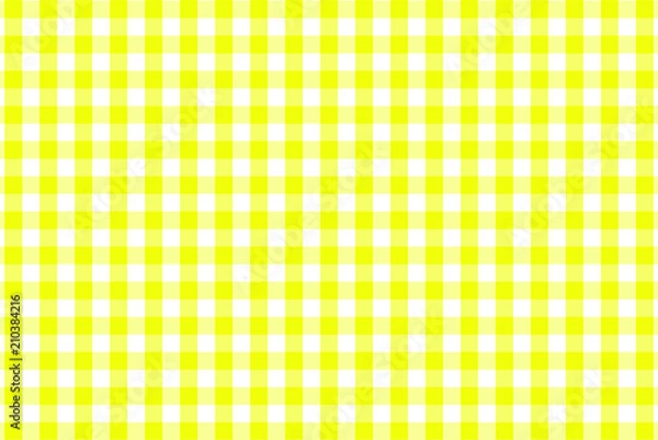 Fototapeta Yellow Gingham pattern. Texture from rhombus/squares for - plaid, tablecloths, clothes, shirts, dresses, paper, bedding, blankets, quilts and other textile products. Vector illustration.