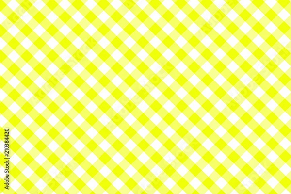 Fototapeta Yellow Gingham pattern. Texture from rhombus/squares for - plaid, tablecloths, clothes, shirts, dresses, paper, bedding, blankets, quilts and other textile products. Vector illustration.