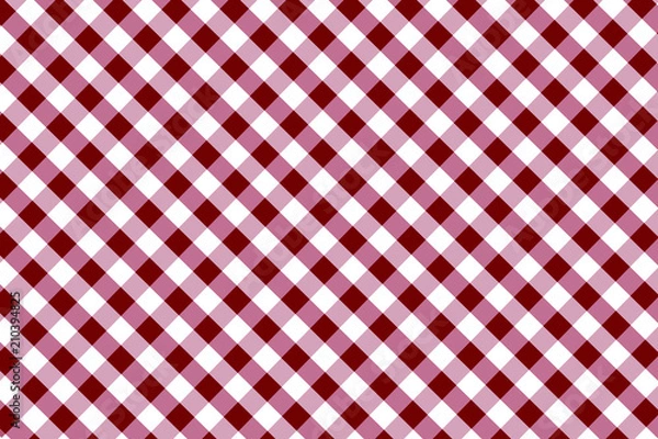 Fototapeta Maroon Gingham pattern. Texture from rhombus/squares for - plaid, tablecloths, clothes, shirts, dresses, paper, bedding, blankets, quilts and other textile products. Vector illustration.