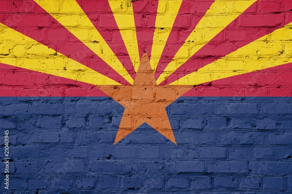 Obraz Texture of Arizona flag  on a pink brick wall.