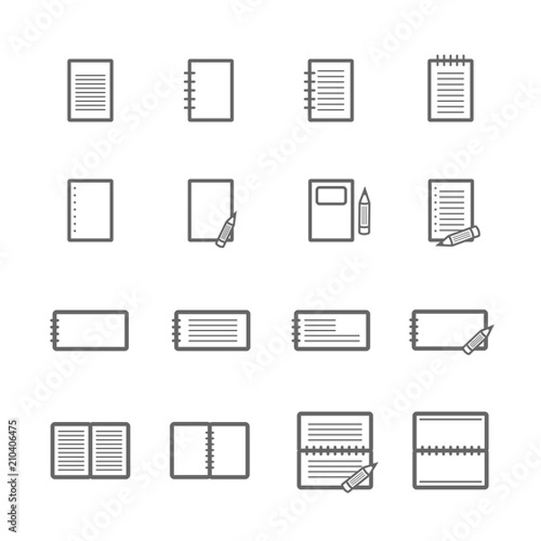 Fototapeta simple notebook paper icon set, basic design use for website and mobile