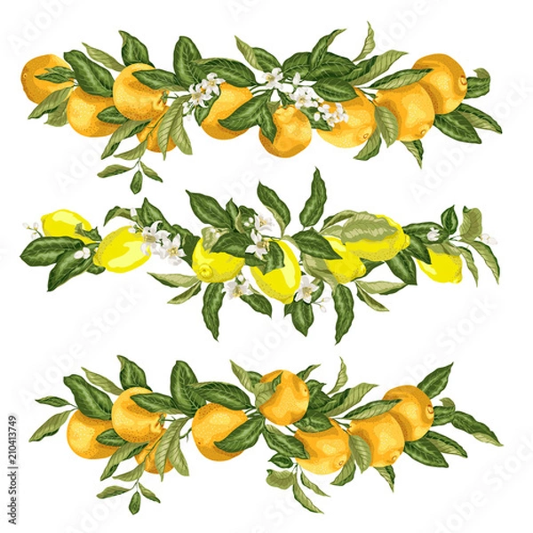 Obraz Set with templates head border frame elements in realistic vector graphic design illustration