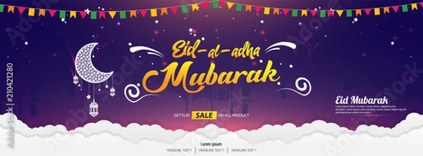 Obraz Beautiful Eid al Adha Mubarak Calligraphy text vector template design