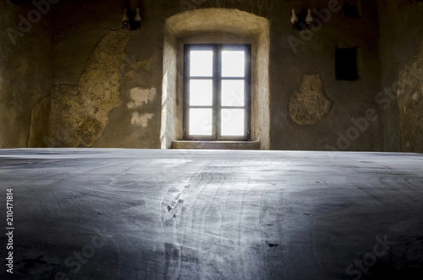 Fototapeta  Fortress Brasov inside room table and windw dark