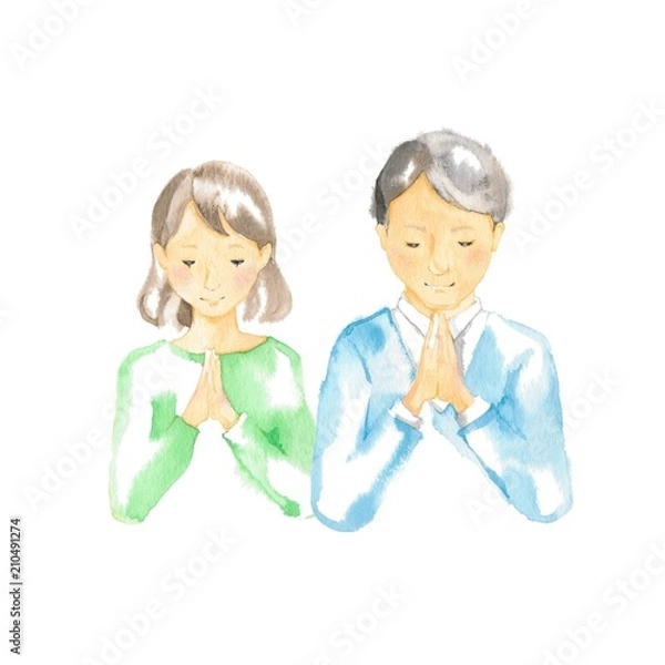 Obraz 合掌する男性と女性
