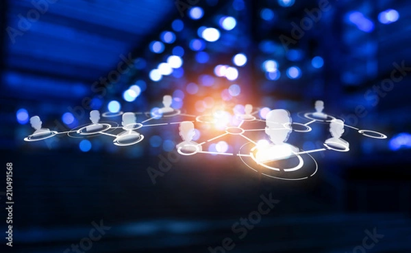 Fototapeta Networking and modern technologies. Mixed media