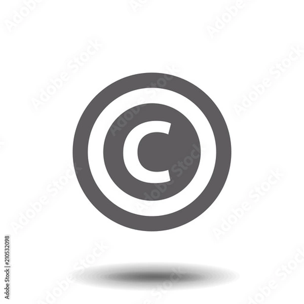 Fototapeta Copyright symbol isolated on white background. Vector illustration, EPS10.