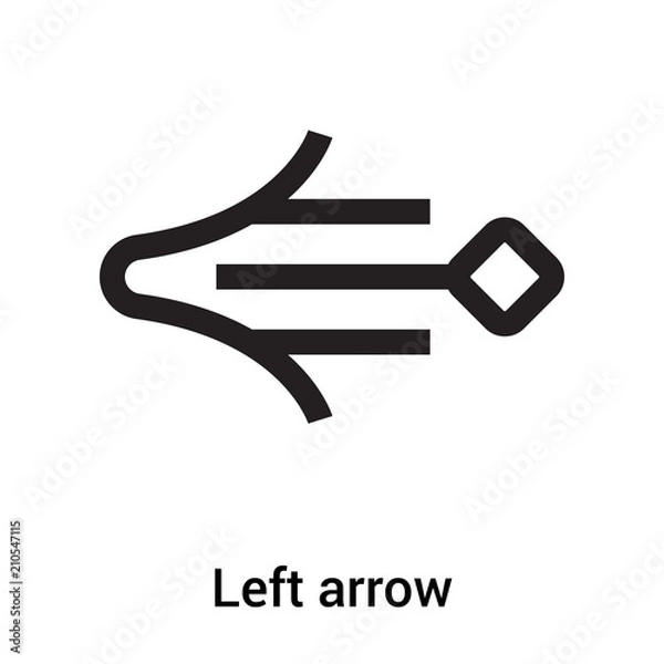 Fototapeta Left arrow icon vector sign and symbol isolated on white background, Left arrow logo concept