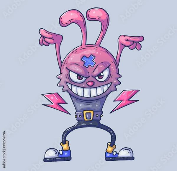Fototapeta The hare is a rock star. Arrogant rabbit in a steep posture. Cartoon illustration for print and web. Character in the modern graphic style.