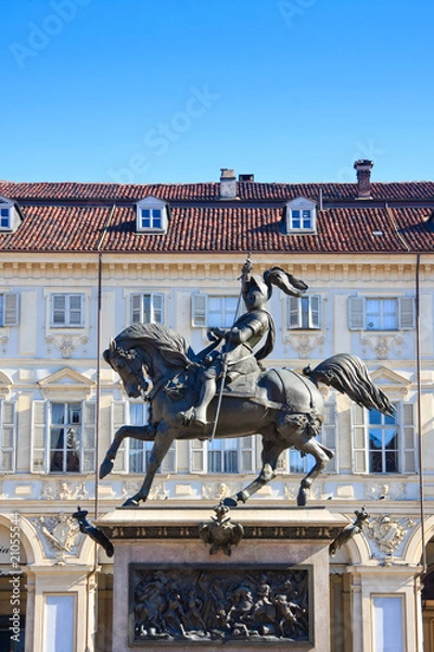 Obraz Statua in bronzo - Caval d'Bronz , Piazza San Carlo - Torino
