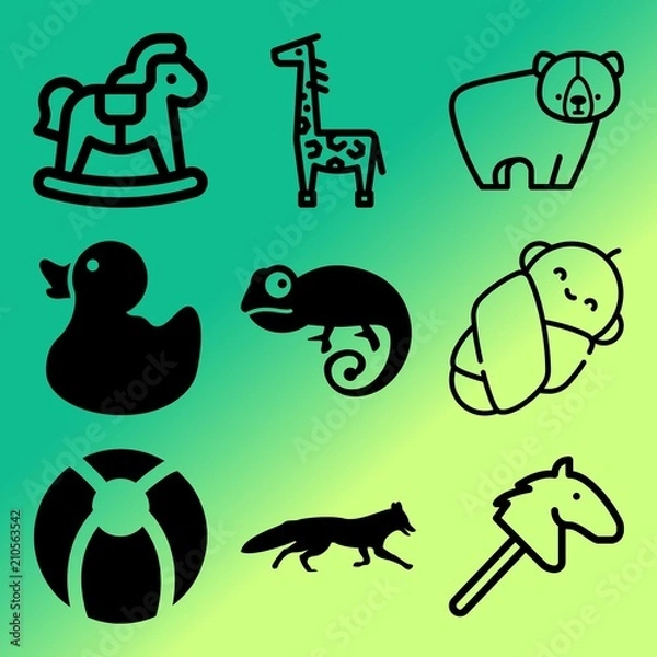 Obraz Vector icon set  about baby with 9 icons related to waterfowl, mallard, face, pardalis and sea